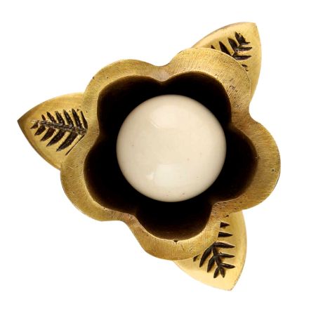 Antique Iron Cream Ceramic Bloom Cabinet Knobs